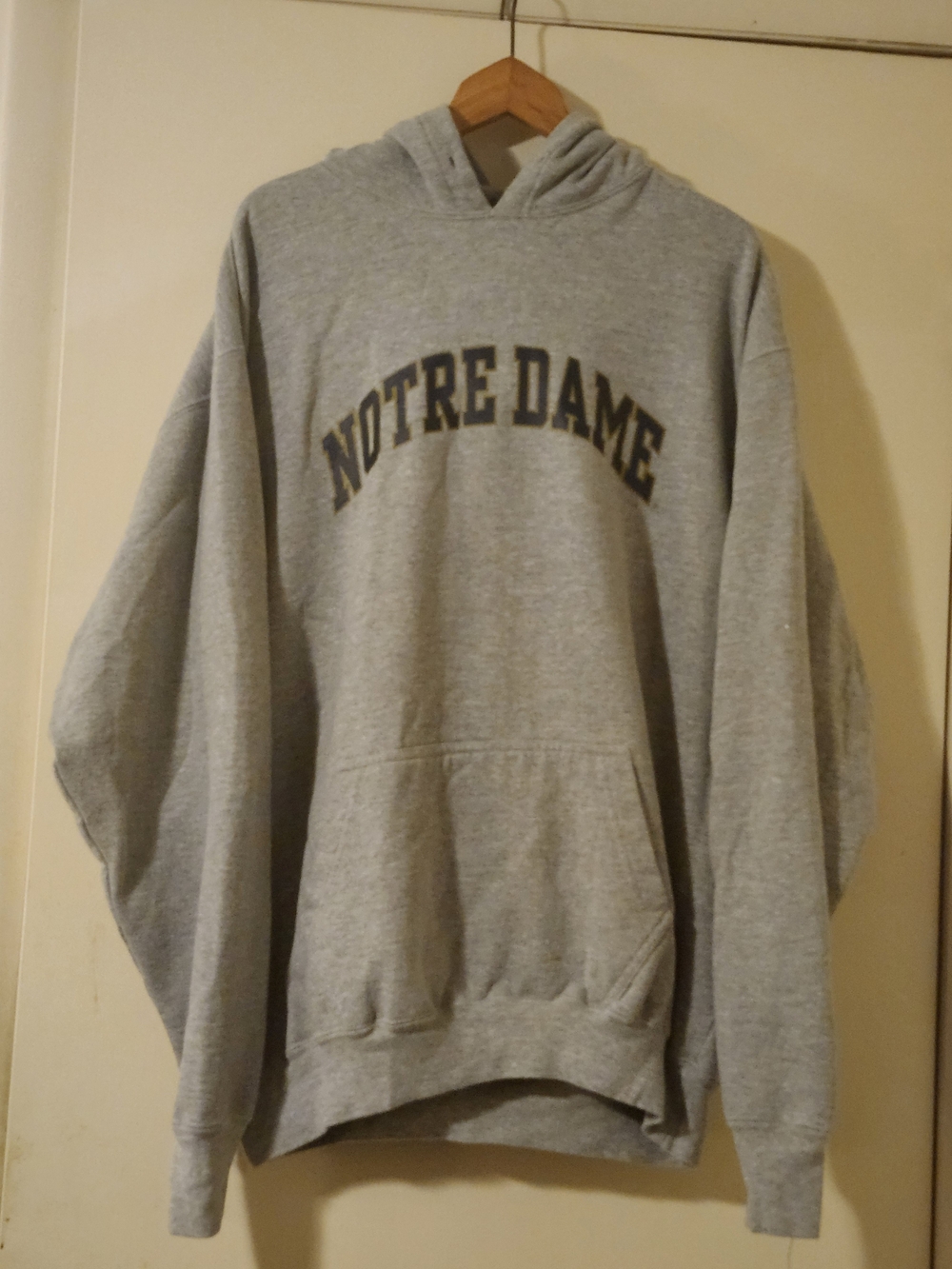 Vintage Steve & Barry's Notre Dame Gray Pullover Hoodie Sweatshirt Size XL Y2K